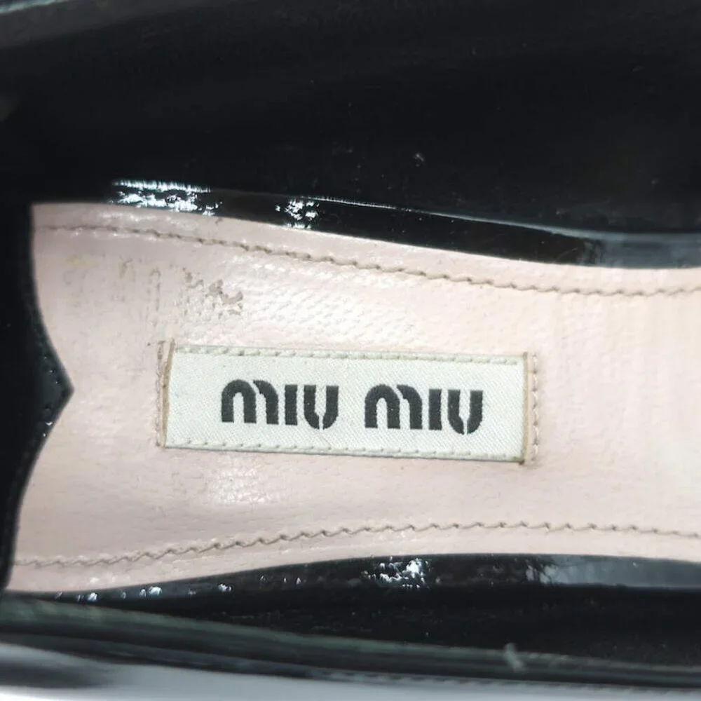 Miu Miu Pearl & Crystal-Embellished Low-Heel Pumps Black Patent Leather Size 38 - Picture 11 of 13